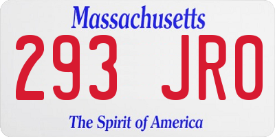 MA license plate 293JR0