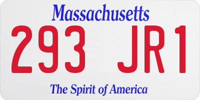 MA license plate 293JR1