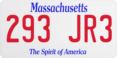 MA license plate 293JR3