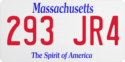 MA license plate 293JR4