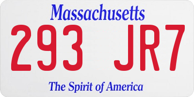 MA license plate 293JR7