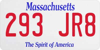 MA license plate 293JR8
