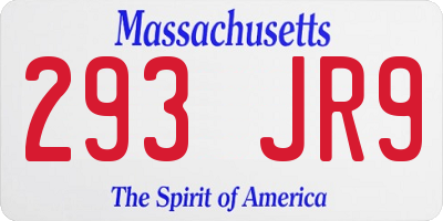MA license plate 293JR9