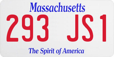 MA license plate 293JS1