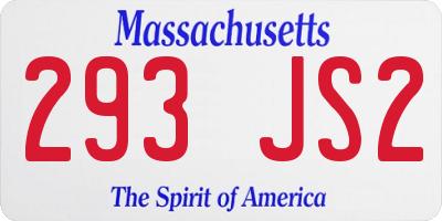 MA license plate 293JS2