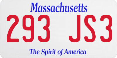 MA license plate 293JS3