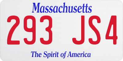 MA license plate 293JS4