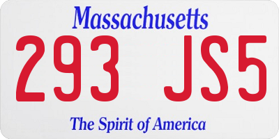 MA license plate 293JS5