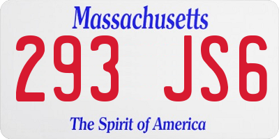 MA license plate 293JS6