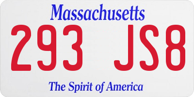MA license plate 293JS8