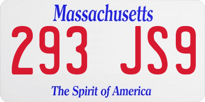 MA license plate 293JS9
