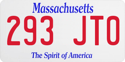 MA license plate 293JT0