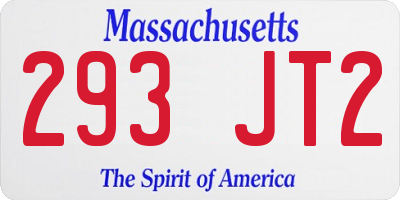 MA license plate 293JT2