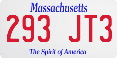 MA license plate 293JT3