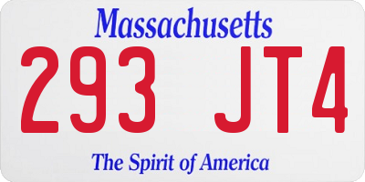 MA license plate 293JT4
