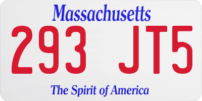 MA license plate 293JT5