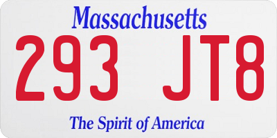 MA license plate 293JT8