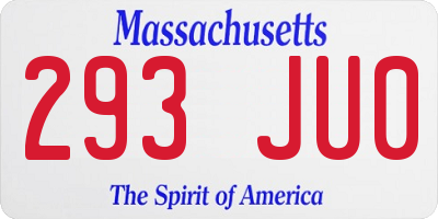 MA license plate 293JU0