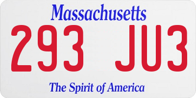 MA license plate 293JU3