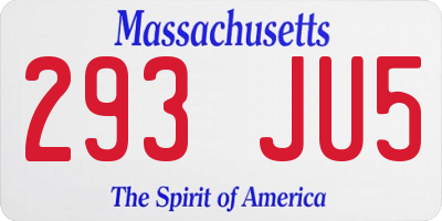 MA license plate 293JU5