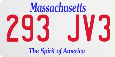 MA license plate 293JV3