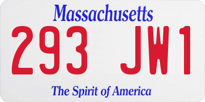 MA license plate 293JW1