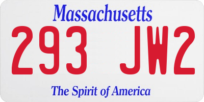 MA license plate 293JW2