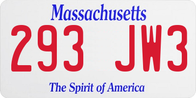 MA license plate 293JW3