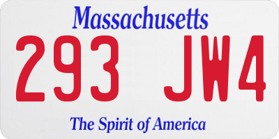 MA license plate 293JW4