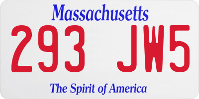 MA license plate 293JW5