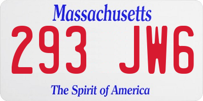 MA license plate 293JW6