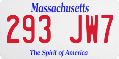 MA license plate 293JW7