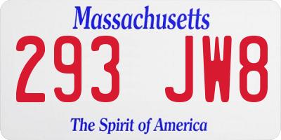 MA license plate 293JW8