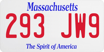 MA license plate 293JW9