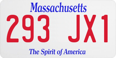 MA license plate 293JX1