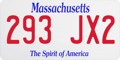MA license plate 293JX2