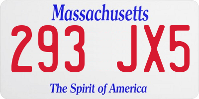 MA license plate 293JX5