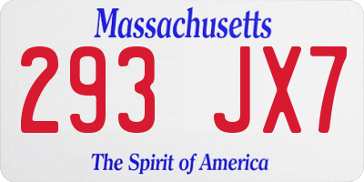 MA license plate 293JX7