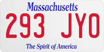 MA license plate 293JY0