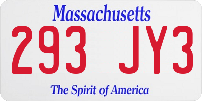 MA license plate 293JY3