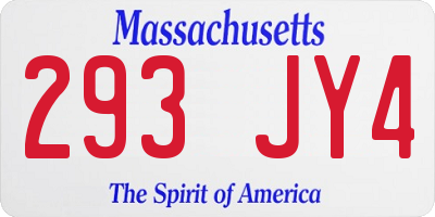 MA license plate 293JY4