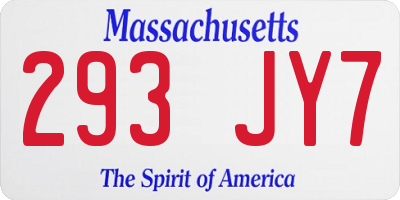 MA license plate 293JY7
