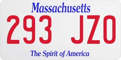 MA license plate 293JZ0