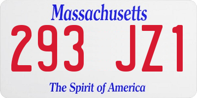 MA license plate 293JZ1