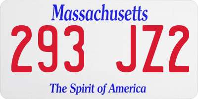 MA license plate 293JZ2