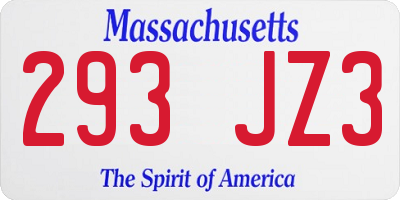 MA license plate 293JZ3