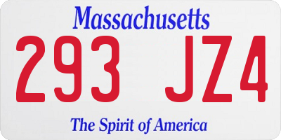 MA license plate 293JZ4