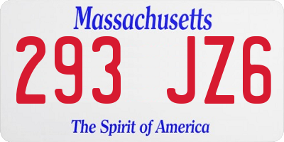 MA license plate 293JZ6