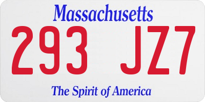 MA license plate 293JZ7