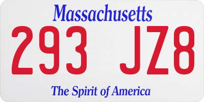 MA license plate 293JZ8